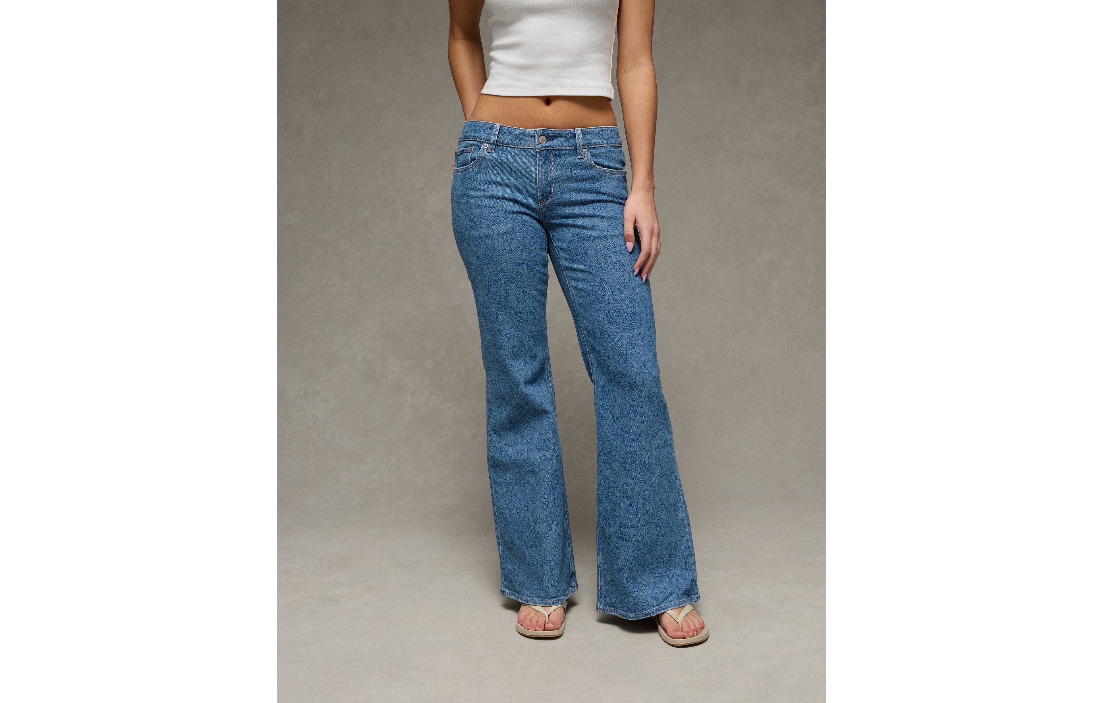 AE Stretch Low-Rise Floral Flare Jean