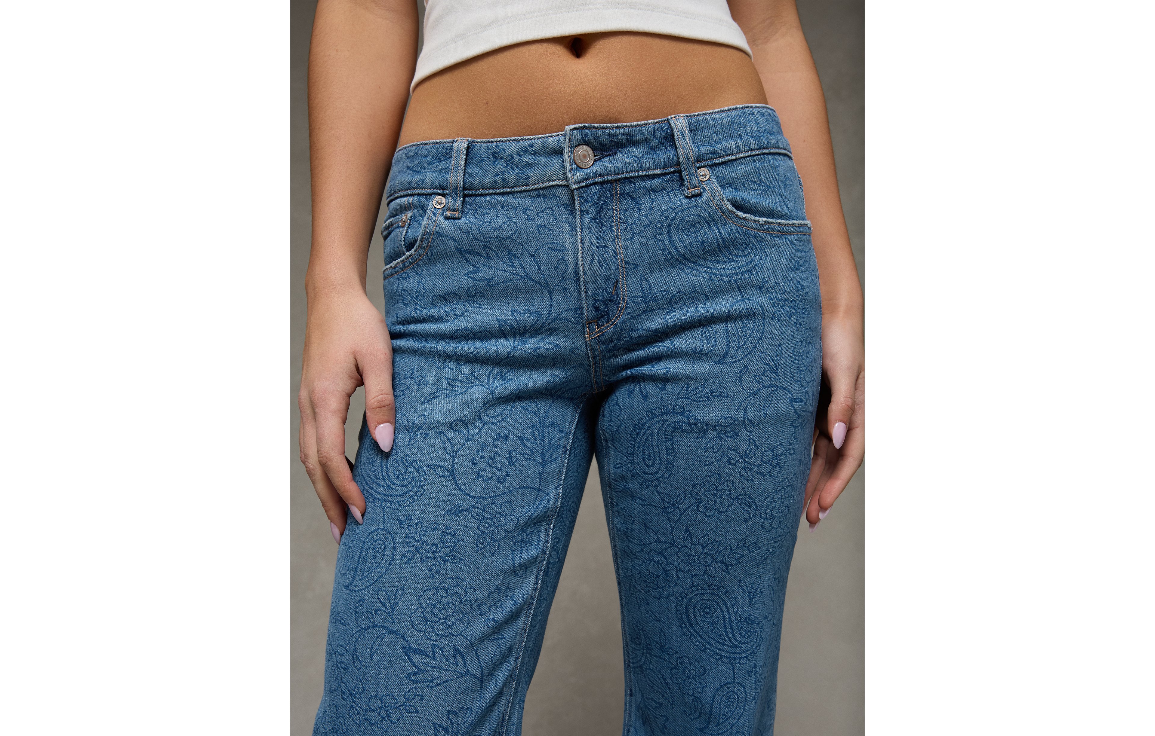 AE Stretch Low-Rise Floral Flare Jean