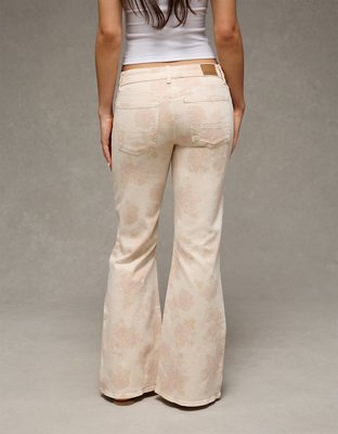 AE Stretch Low-Rise Floral Print Flare Jean
