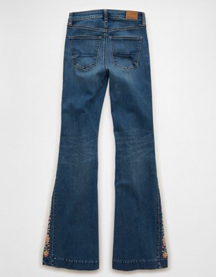 AE Super High-Waisted Embroidered Flare Jean | American Eagle