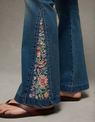 AE Next Level Super High-Waisted Embroidered Flare Jean