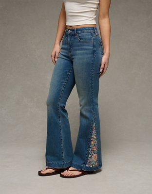 AE Next Level Super High-Waisted Embroidered Flare Jean