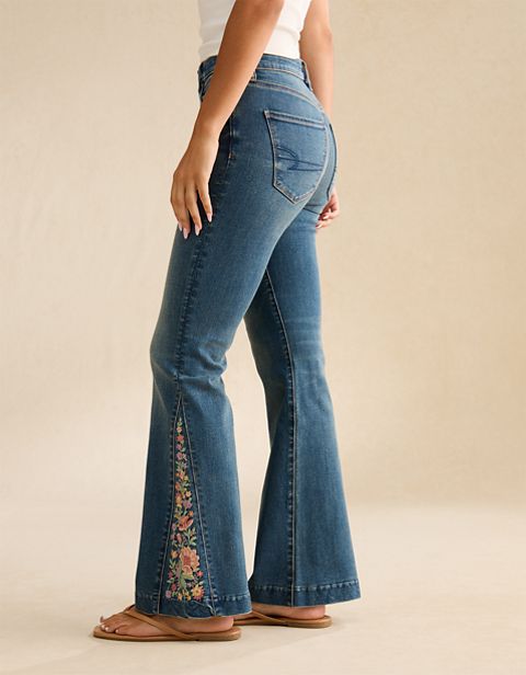 Женские джинсы American Eagle AE Super High-Waisted Embroidered Flare Jean