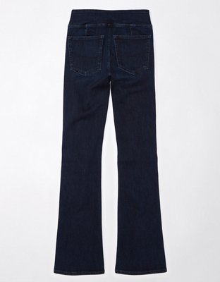 Jean à jambe semi-évasée à taille haute à enfiler Luxe AE