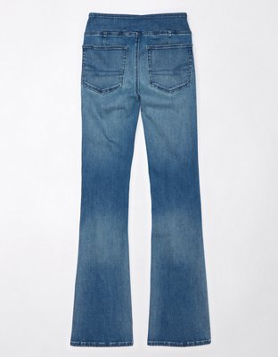 Jean à jambe semi-évasée à taille haute à enfiler Luxe AE