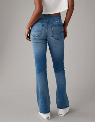 Jean à jambe semi-évasée à taille haute à enfiler Luxe AE