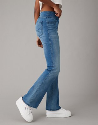Jean à jambe semi-évasée à taille haute à enfiler Luxe AE