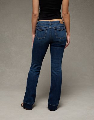 Женские джинсы American Eagle AE Super Low-Rise Kick Bootcut, цвет: Тёмная варка — фото 2