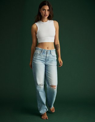 ae low rise baggy straight jean