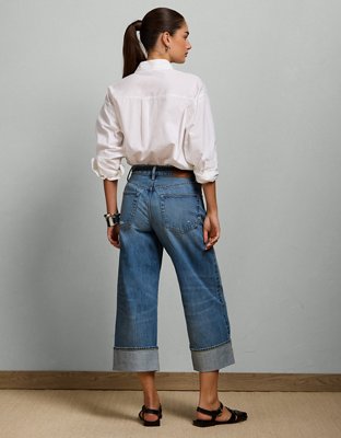 AE77 Premium Wide Crop Cuff Jean