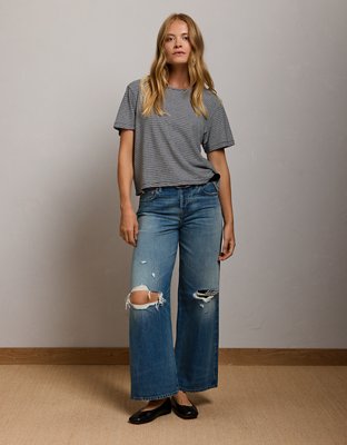 AE77 Premium Wide Crop Cuff Jean