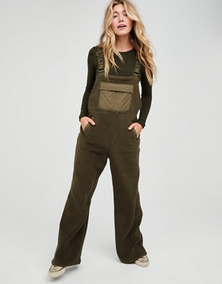 TQWQT Women's Fuzzy Fleece Overall Jumpsuits Casual Loose Fit