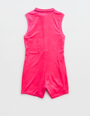 OFFLINE By Aerie Bright Lights Velour Zip Up Romper