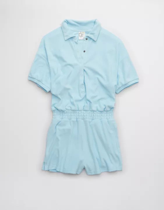 OFFLINE By Aerie Summer Lights Terry Polo Romper