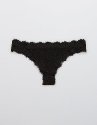 Aerie Velvet Animal Lace String Thong Underwear