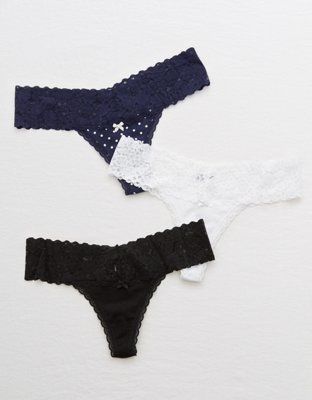 Paquete de 3 tangas pequeñas de algodón Aerie