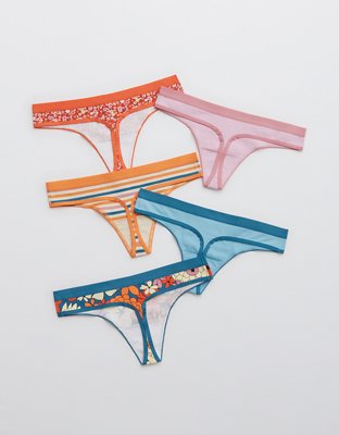 Aerie Cotton FlatElastic Thong Underwear 5-Pack