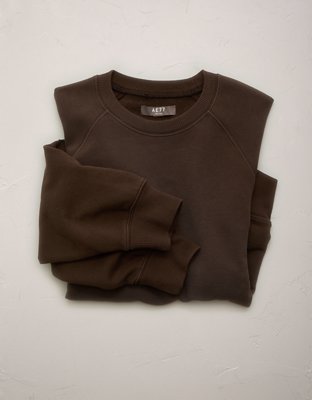 Женская толстовка American Eagle AE77 Lightweight Terry Fleece Raglan, цвет: Тёмный коричневый — фото 4