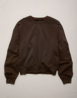 Женская толстовка American Eagle AE77 Lightweight Terry Fleece Raglan, цвет: Тёмный коричневый — фото 3