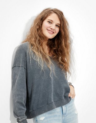 Ae fleece oversized crew neck sweatshirt hot sale