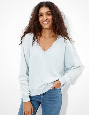 Fleece v neck sweater on sale