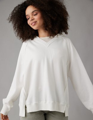  PRDECE Sweatshirt for Women-Hoodies High Neck Drop Shoulder  Fleece Sweatshirt Womens Sweatshirt (Color : White, Size : Medium) : ביגוד,  נעליים ותכשיטים