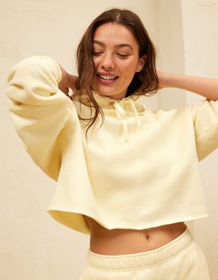 Женское худи American Eagle AE Everyday Luxe Cut-Off, цвет: Жёлтый — фото 1