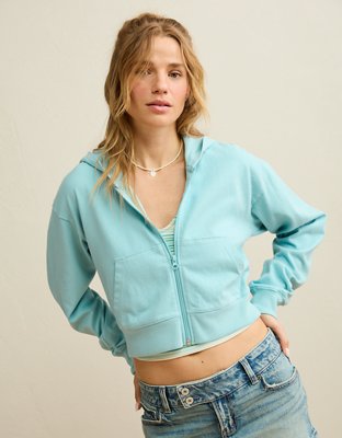 AE Cropped Zip-Up Hoodie | American Eagle
