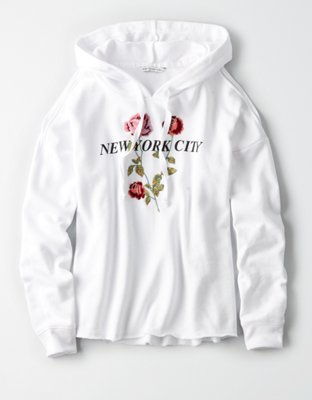 Женские худи American Eagle AE NYC EMBROIDERED COLD SHOULDER — фото 3