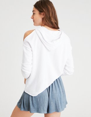 Женские худи American Eagle AE NYC EMBROIDERED COLD SHOULDER — фото 2