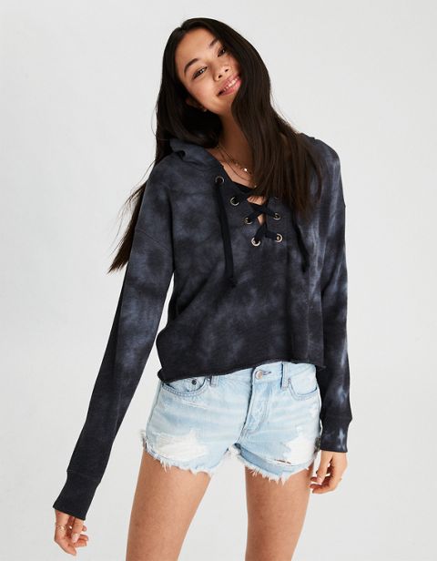 Женские худи American Eagle AE Washed Lace Up