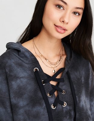 Женские худи American Eagle AE Washed Lace Up — фото 5