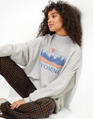 AE Oversized Fleece Graphic Mock Neck Sweatshirt