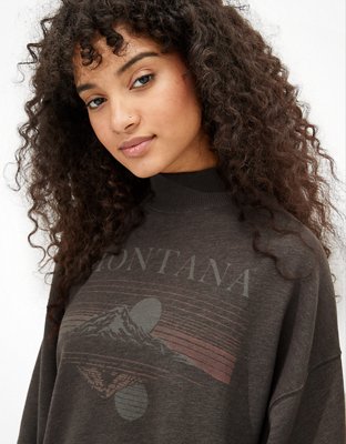 AE Oversized Fleece Graphic Mock Neck Sweatshirt