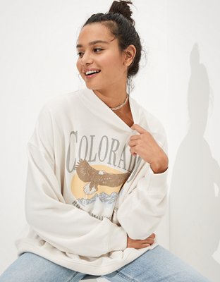 AE Oversized Fleece Graphic Mock Neck Sweatshirt