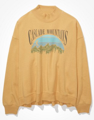 AE Oversized Fleece Graphic Mock Neck Sweatshirt
