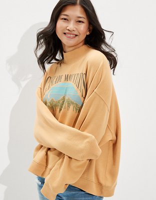 AE Oversized Fleece Graphic Mock Neck Sweatshirt