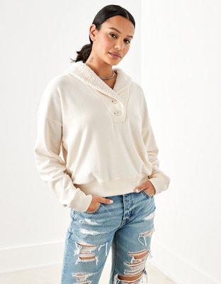 AE Sherpa Collared Henley Sweatshirt