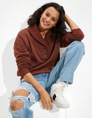 American eagle sherpa online sweatshirt