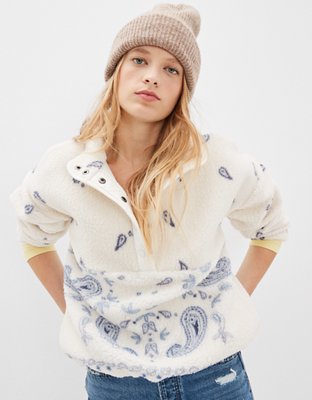 AE Printed Sherpa Anorak Sweatshirt