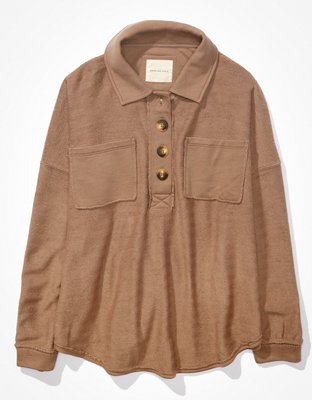 Женские худи American Eagle AE Textured Henley Sweatshirt — фото 3