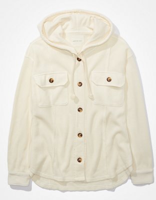 AE Hooded Waffle Shacket