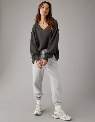 AE Whoa So Cozy Waffle V-Neck Sweater