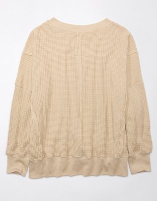 Женские худи American Eagle AE Oversized Big Hug Waffle V-Neck Sweatshirt — фото 4