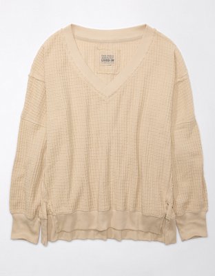 Женские худи American Eagle AE Oversized Big Hug Waffle V-Neck Sweatshirt — фото 3