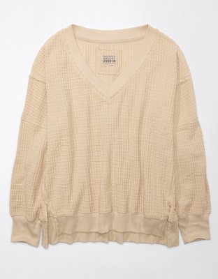 Aerie waffle discount fleece oversized sweatshirt