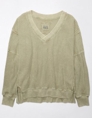 American eagle waffle hot sale knit sweater