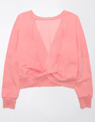 Женские худи American Eagle AE Long-Sleeve Cropped Twist-Back Sweatshirt — фото 4
