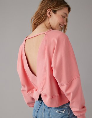 Женские худи American Eagle AE Long-Sleeve Cropped Twist-Back Sweatshirt — фото 6
