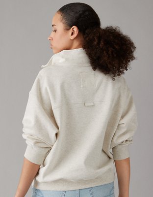 Multicolored Stripe Quarter Snap Fleece Sweatshirt